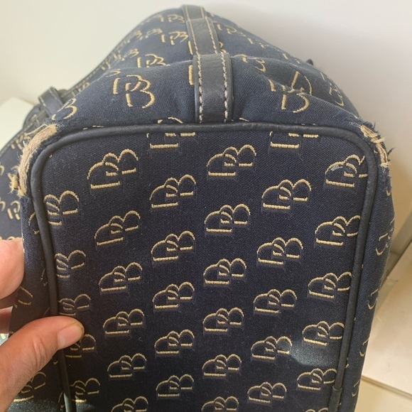 Dooney & Bourke | Black Canvas Leather Open Top Monogram DB Logo Shoulder Bag - Picture 12 of 17